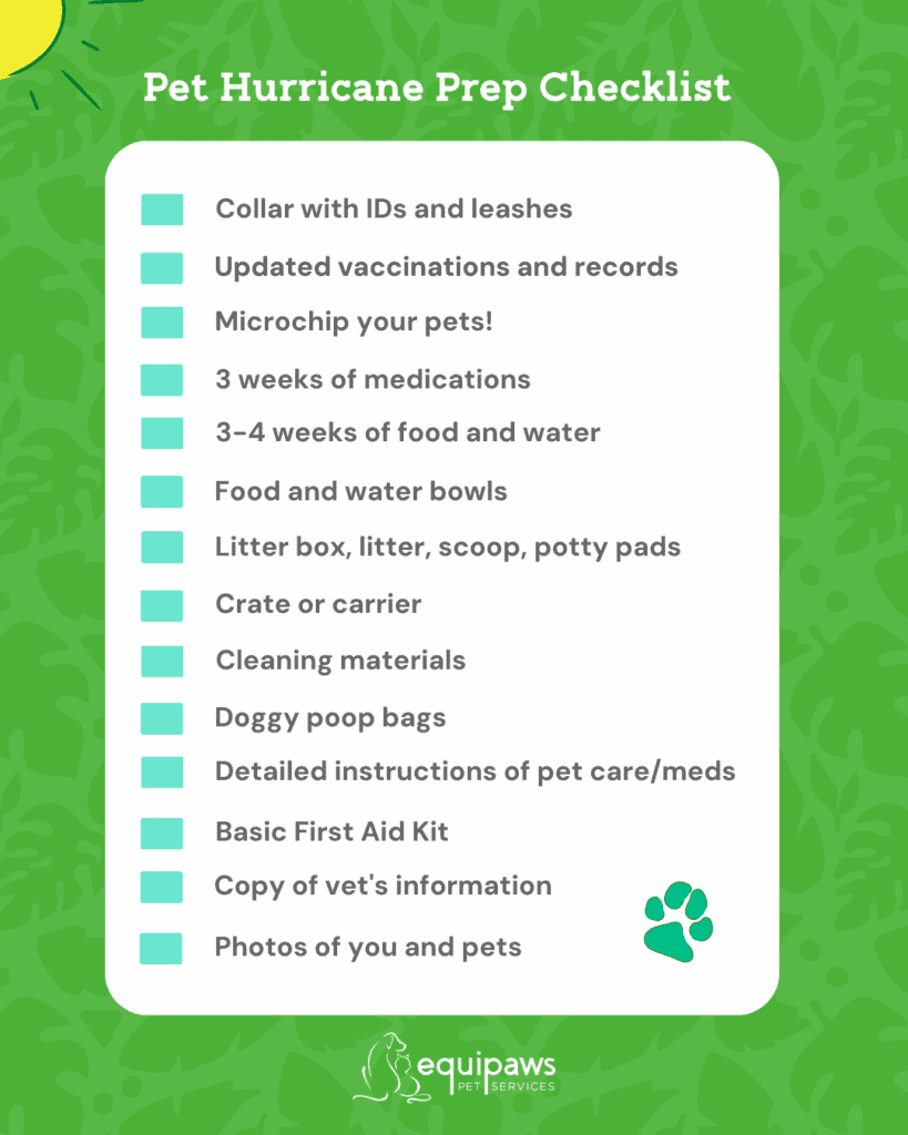 MIami hurricane preparedness checklist for pets